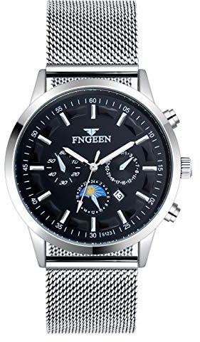 SUPBRO Herren Uhr Männer Edelstahl Wasserdicht Designer Armbanduhr Leuchtende Analog Business Uhr mit Mesh-Armband Datum