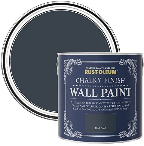 Rust-Oleum Black Matt Emulsion Wall Paint - Black Sand 2.5L