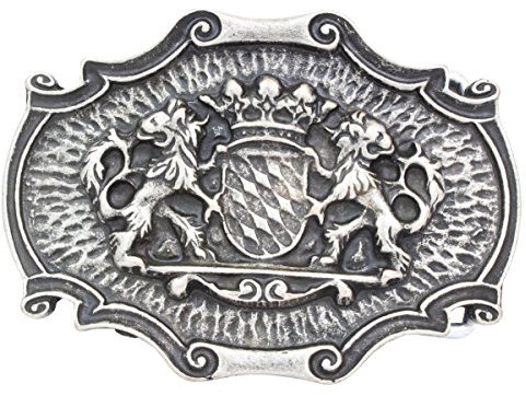 BELTINGER Gürtelschnalle Löwen mit Krone 4,0 cm | Buckle Wechselschließe Gürtelschließe 40mm Massiv | Für die Tracht | Altsilber