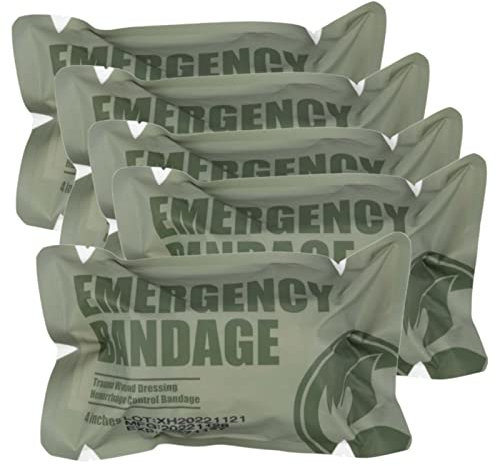 RHINO RESCUE 4in Notfall-Verband, Gepresste Wunde, Medizinische Sterile Abriegelung, Medizinische Verbandskisten mit IFAK (5 PCS)