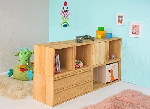 BioKinder Komplett-Set Laura Raumteiler Regalwand Regalwürfel aus Massivholz Erle