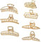 Lot de 7 Pince Cheveux en Métal, Qveetry Pince Cheveux Femme Grandes Dorées Antidérapantes, Pince a Cheveux pour Cheveux épais et Longs, Or