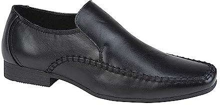 Route 21 Mens Centre Gusset Slip On Formal Shoes/Loafers with Padded Insole Black 9 UK