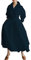 Women Maxi Shirt Dress Long Sleeve Button Smocked Waist Long Dress Loose Swing Party Dress with Pockets (Black, Medium)