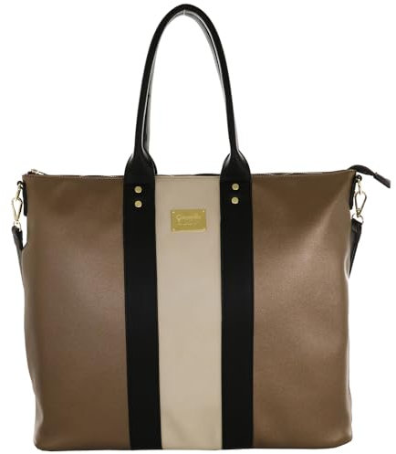 Camomilla Milano Borsa a Spalla porta PC Donna, Borsa per Pc 14-16 pollici, Con Tracolla, Similpelle, Collezione Nice Office, Colore Bronzo