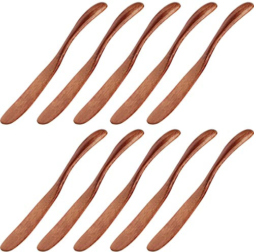 CHWAIKA Butter Knife Spreader Wooden Butter Spreader Knife Set of 10 Butter Knife for Peanut Jam Cheese (BK-02)