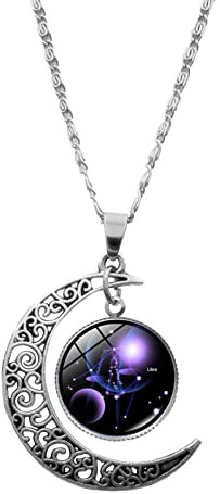Yowablo Ggifts The Of Half Signs Schmuck Mond Anhänger Halskette Geburtstag für Frauen Geschenke für Frauen Zodiac Geburtstag Halsketten & Anhänger Herren Ketten Edelstahl (e-A)