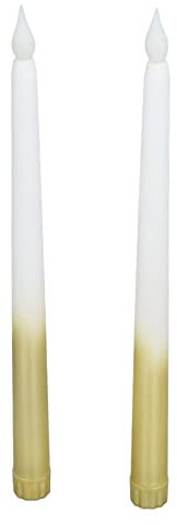Fdit LED Spitzkerzen, 2 Stück LED Skinny LED Kerzen Gold, Kerzen Kunststoff Batteriebetriebene Flammenlose LED Kerzenhalter für Festival Hochzeit Geburtstagsfeier (volles Spray Gold)