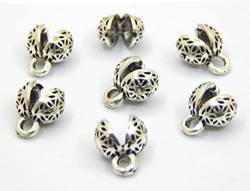 Perlin Quetschkalotten Fädelkalotten mit Öse Metall Klappkapseln Endkappen Endteile Für Tesbih Armband Halskette (Modell 4)