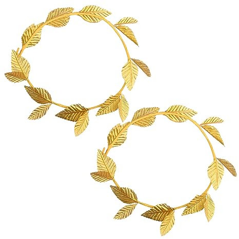 UNVOJL 2-Piece Gold Leaf Headband Roman Leaf Crown Gold Leaf Head Ring Greek Crown Headdress for Christmas Party Decoration Photo Shoot Props