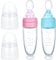 Aolso Cuillère de distribution d'aliments pour bébés en silicone, Mangeoire à fruits pour bébé, Cuillère de distribution de nourriture pour bébé, Biberon Aliments Squeeze Feeder (Bleu + Rose)