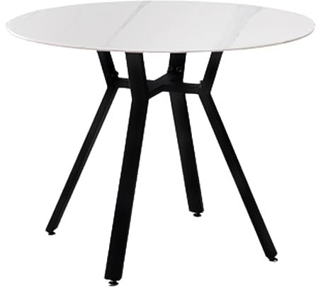 Moderne Ronde Table De Salle à Manger Style Industriel avec Plateau en Marbre Et Pieds Noirs Mid-Century Table De Loisirs pour Le Salon Cuisine Et Salle à Manger(Size:60cm,Color:Blanc)
