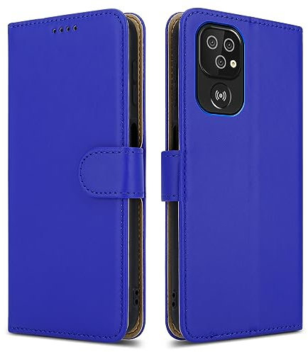 PIXFAB For Doro 8200 Leather Phone Case, Magnetic Closure Full Protection Book Folio Design, Wallet Case Cover [Card Slots] and [Kickstand] For Doro 8200 - Blue
