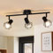 Glitzerlife Deckenstrahler 3 Flammig Deckenspots Schwarz - Deckenleuchte E14 Retro Schwenkbar 350°Deckenlampe Industrial Metall für Schlafzimmer Wohnzimmer Arbeitszimmer Flur Küche Keine Leuchtmittel