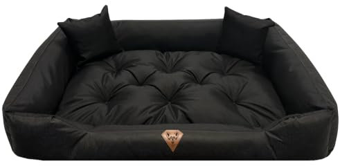 Dogs 4 Life Hundebett XXL | Hundebett große Hunde | Hundebett mittelgroße Hunde | Hundebett kleine Hunde | Hundekissen | Outdoor Hundebett | Orthopädisch (L, Schwarz)