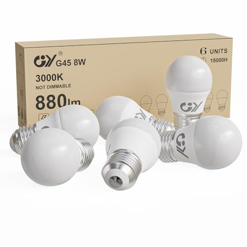 GY E27 LED Ultrahelle Energiespar Glühbirne, 8W Glühbirne E27, Ersetzt 80W Halogenlampe, G45/P45 LED Birne 880LM, 3000K Led Warmweiss, 280° Abstrahlwinkel Energiesparlampe, Nicht Dimmbar, 6 Stück