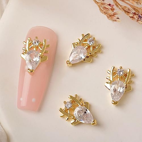 TQUXNGA Weihnachts-Nagelanhänger, 3D-Nagelkunst, Dekoration, Schneeflocke, Rentier, Weihnachtsbaum, Socken, Nägel, Metall, Nagelnieten