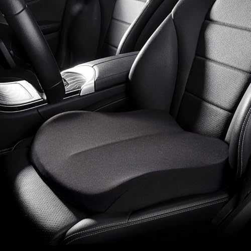 AHDFY Auto Fahrersitz Sitzkissen FüR Auto, Keilkissen Auto, Memory Foam Sitzkissen Auto, SitzerhöHung Auto Erwachsene, VergrößErt Effektiv Das Sichtfeld Um 10cm, Schwarz,Schwarz