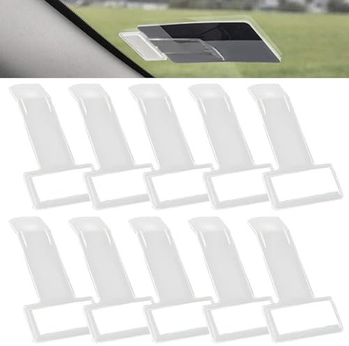AhLmA Set di 10 Portabiglietti Auto Trasparente Clip per Permessi per Auto Porta Telepass per Auto per targhe, Biglietti e fatture di Auto, Camion e Camper