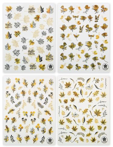 Nagelsticker-Set Goldener Herbst – mit Goldeffektfolie, 4x NailArt Nagelsticker
