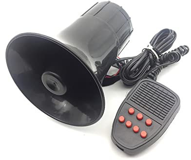 ZGHXHG 12V Horn with Megaphone Horn, Car Alarm, Security Antitheft Alarm Systems with Microwave Sensor (Black)