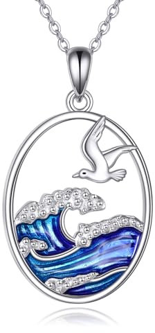 VENACOLY Möwe Welle Halskette 925 Sterling Silber Möwe Anhänger Schmuck Geschenke für Frauen Möwe Liebhaber