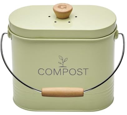 Composteur de cuisine ovale en métal avec filtre 3 litres