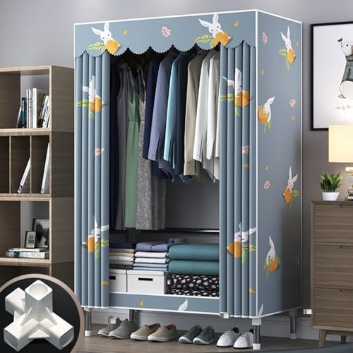 ZHENCHAO Kleiderschrank, Kleiderschrank aus Stoffsegeltuch, Faltbare Schränke, Kleideraufbewahrungs-Organizer mit Regalen und 1 Kleiderstange, Kleiderschrankregale für Schlafzimmer und Wohn