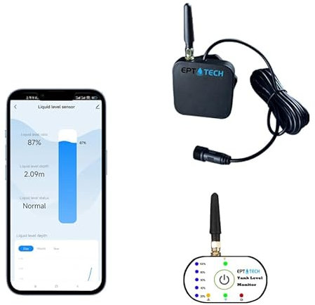 EPTTECH Smart TLC2326P Ferndetektor-Anzeigebildschirm Tuya Smart Life Mobile APP Flüssigkeits-, Wasser-, Öl-, Kraftstoffstand-Tankmonitor Sensor-Controller Intelligenter Alarm Außenanzeige Wasserdicht