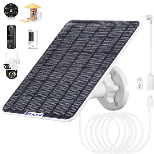 6W Solar Panel for Bird Feeder Camera - USB C Solar Panels Charger Compatible with Cameras Outdoor Wireless,Camera Solar Panel IP65 with Micro USB & Rubber Plug,9.8ft Cable 360° Swivel Bracket