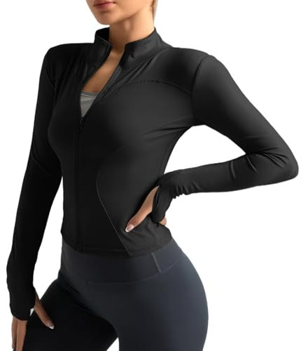 Neteson T-Shirt Damen Langarm Sport Oberteil Sportshirt Gym Top Fitness Oberteil Leicht Langarmshirt Laufen mit Reißverschluss und Daumenloch für Yoga Golf Tennis