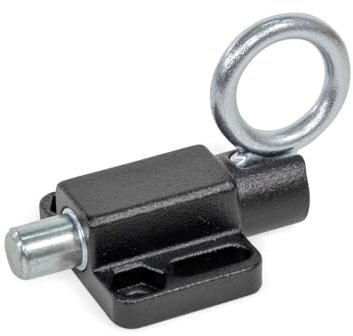 Ganter Normelemente | Rastbolzen mit Zugring | zum Anschrauben | mit Rastsperre | GN 722.6-14-20-C-SW | schwarz | Bolzen ⌀14mm