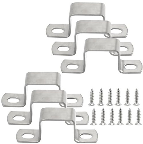 Abrazaderas cuadradas de acero inoxidable 304 con tornillos, paquete de 6 abrazaderas de tubo de 75 x 45 mm en forma de U