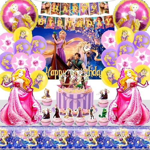 50 pièces de décoration pour anniversaire de Raiponce, ballons à l'hélium, décoration d'anniversaire, set de ballons Raiponce, set de fête Raiponce, décoration de fond, décoration pour fêtes