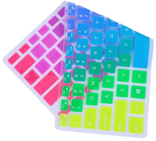 VERDANVERSE Silikon Tastaturschutzfolie Kompatibel Laptop Ultradünn Geräuschmindernd Staubgeschützt Farbverlauf Rainbow Keyboard Cover