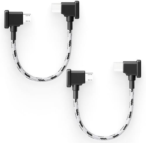 Hawpasy 2 cables de control remoto USB-C a micro USB, nailon tipo C a micro USB, 15 cm, cable de transferencia de datos para drones, compatible con diferentes modelos de drones