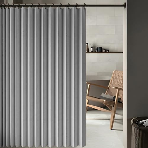 Rideau Separation 250 x 173 cm Anti Froid et Chaleur Magnétique Impermeable à Oeillets Décoratif Rideau Accordéon Porte pour Salon, Balcon, Chambre Moderne, Gris