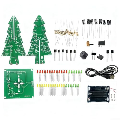 LED Christmas Tree Kit, 7 Colours Flashing DIY Electronic Soldering Assembly Kit With Music, 3D Welding Practice Project(B)