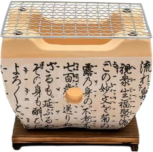 OLSKFUH 1 Set Japanischer Mini-Keramikgrill, Holzkohlegrill Für Den Außenbereich, Keramik-Hibachi, Mit Umlaufender Belüftung Und Grillrost,