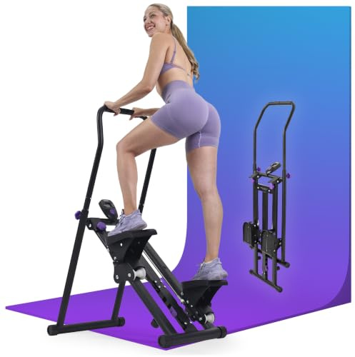 Christopeit Stepper für zu Hause - Climber 1000 mit LCD-Display, Schwarz, 3-Stufen-Widerstand, 12 kg, 150 kg max., Bewegliche Handgriffe, Kletter-Maschine Ganzkörpertraining