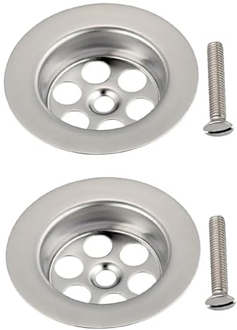 2 Pack Stainless Steel Overflow Drain Cover, 2.76in/70mm Sink Drainer Plug Hair Catcher, Bathtub Hole Cover with Screws, Drain Filter Stopper for Hair and Food Debris