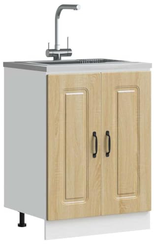 Mandloder Spülenunterschrank Kalmar Sonoma-Eiche, 60x46x81,5 cm, Holzwerkstoff, verstellbare Füße, Küchenschrank