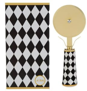TAGLIAPIZZA decorazione SCACCHI 15 cm in scatola regalo BOMBONIERA