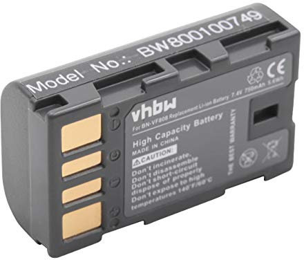 vhbw 1x batteria compatibile con JVC GZ-HD320, GZ-HD30ex, GZ-HD300REU videocamera camcorder (750mAh, 7,4V, Li-Ion) con infochip
