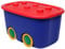 Ondis24 Spielzeugaufbewahrungsbox Spielzeugkiste Aufbewahrungsbox Kinder Spielzeugbox Funny mit großen Rädern und aufliegendem Deckel, rot blau