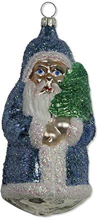Lauschaer Glas Christbaumschmuck großer Weihnachtsmann blau Christbaumschmuck mundgeblasen,handdekoriert