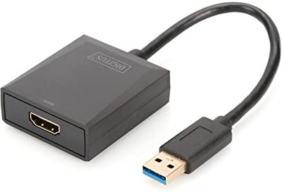 DIGITUS Adaptador de gráficos USB 3.0, USB A a HDMI tipo A, Full HD, 1920x1080 píxeles, plástico, negro
