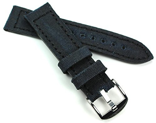 Sulla RIOS 1931 22mm Canvas mit Leder Uhrenarmband Sport Taucher schwarz