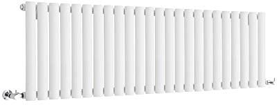 Milano Aruba White Horizontal Single Oval Panel Radiator - 400mm x 1416mm