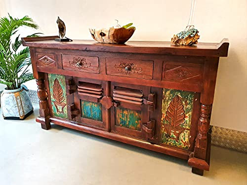 Kinaree Altholz Sideboard Nakhon - 100x180cm Anrichte aus Altholz - Teak Holz Kommode mit Schubladen